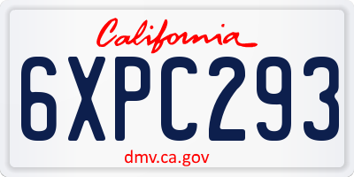 CA license plate 6XPC293