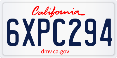 CA license plate 6XPC294