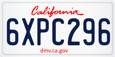 CA license plate 6XPC296