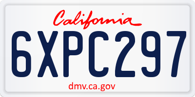 CA license plate 6XPC297