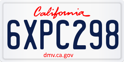CA license plate 6XPC298