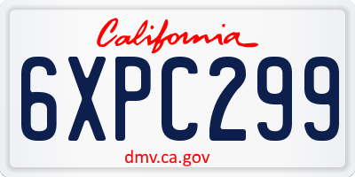 CA license plate 6XPC299