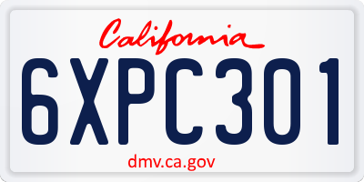 CA license plate 6XPC301