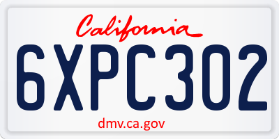 CA license plate 6XPC302