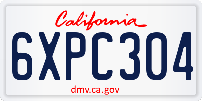 CA license plate 6XPC304