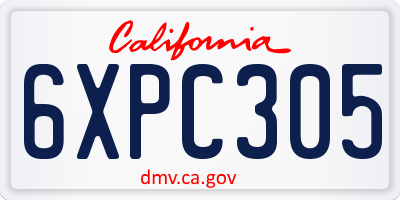 CA license plate 6XPC305
