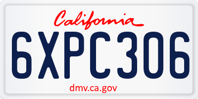 CA license plate 6XPC306