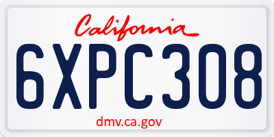 CA license plate 6XPC308