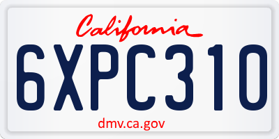 CA license plate 6XPC310