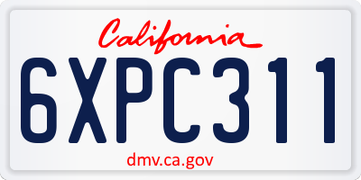 CA license plate 6XPC311