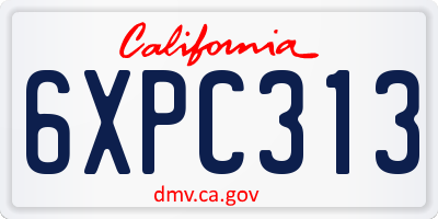 CA license plate 6XPC313