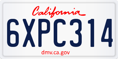 CA license plate 6XPC314