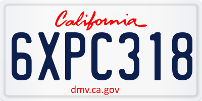 CA license plate 6XPC318