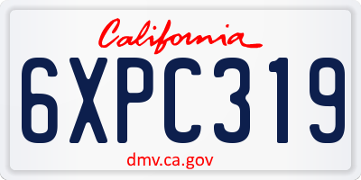 CA license plate 6XPC319
