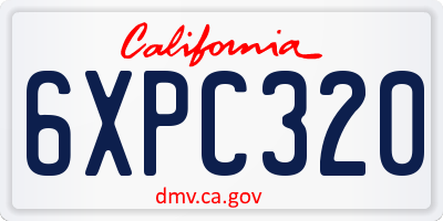 CA license plate 6XPC320