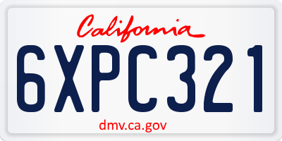 CA license plate 6XPC321