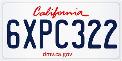 CA license plate 6XPC322