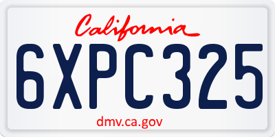CA license plate 6XPC325