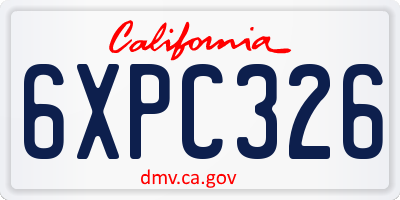 CA license plate 6XPC326