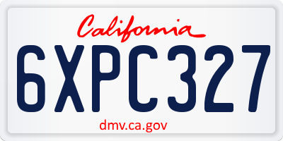 CA license plate 6XPC327