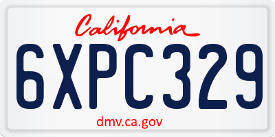 CA license plate 6XPC329