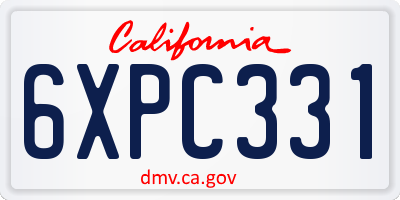 CA license plate 6XPC331