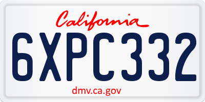 CA license plate 6XPC332