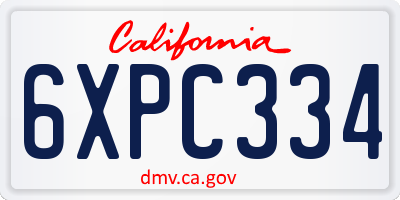 CA license plate 6XPC334