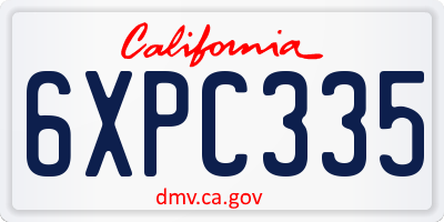 CA license plate 6XPC335