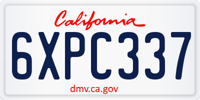 CA license plate 6XPC337