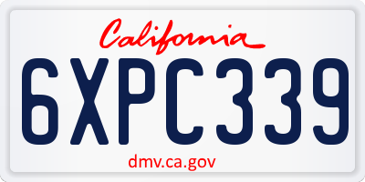 CA license plate 6XPC339