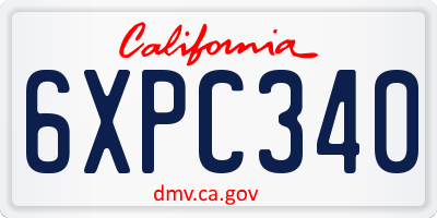 CA license plate 6XPC340