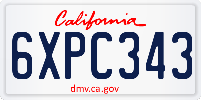 CA license plate 6XPC343