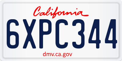 CA license plate 6XPC344