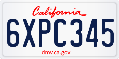 CA license plate 6XPC345