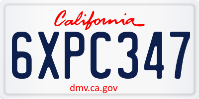 CA license plate 6XPC347