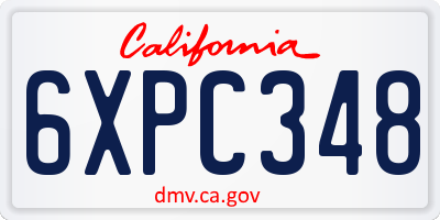 CA license plate 6XPC348