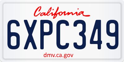 CA license plate 6XPC349