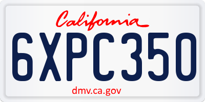 CA license plate 6XPC350