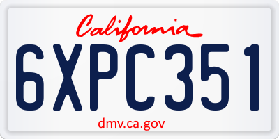CA license plate 6XPC351