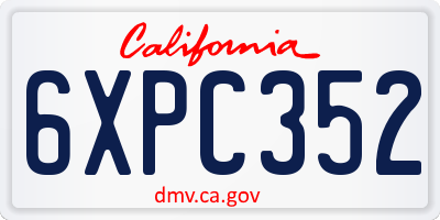 CA license plate 6XPC352