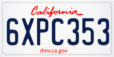 CA license plate 6XPC353