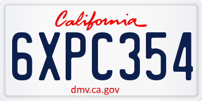 CA license plate 6XPC354