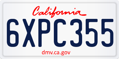 CA license plate 6XPC355