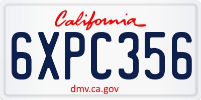 CA license plate 6XPC356