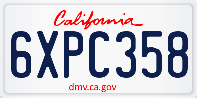 CA license plate 6XPC358