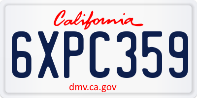 CA license plate 6XPC359