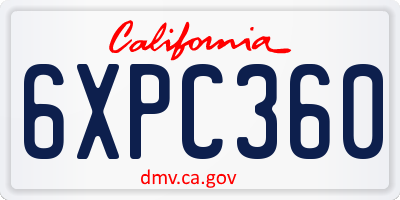 CA license plate 6XPC360