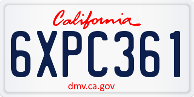 CA license plate 6XPC361