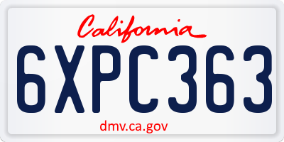 CA license plate 6XPC363